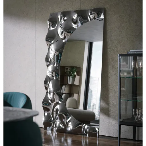 Design mirror with fused glass frame Afrodite by Tonin Casa.