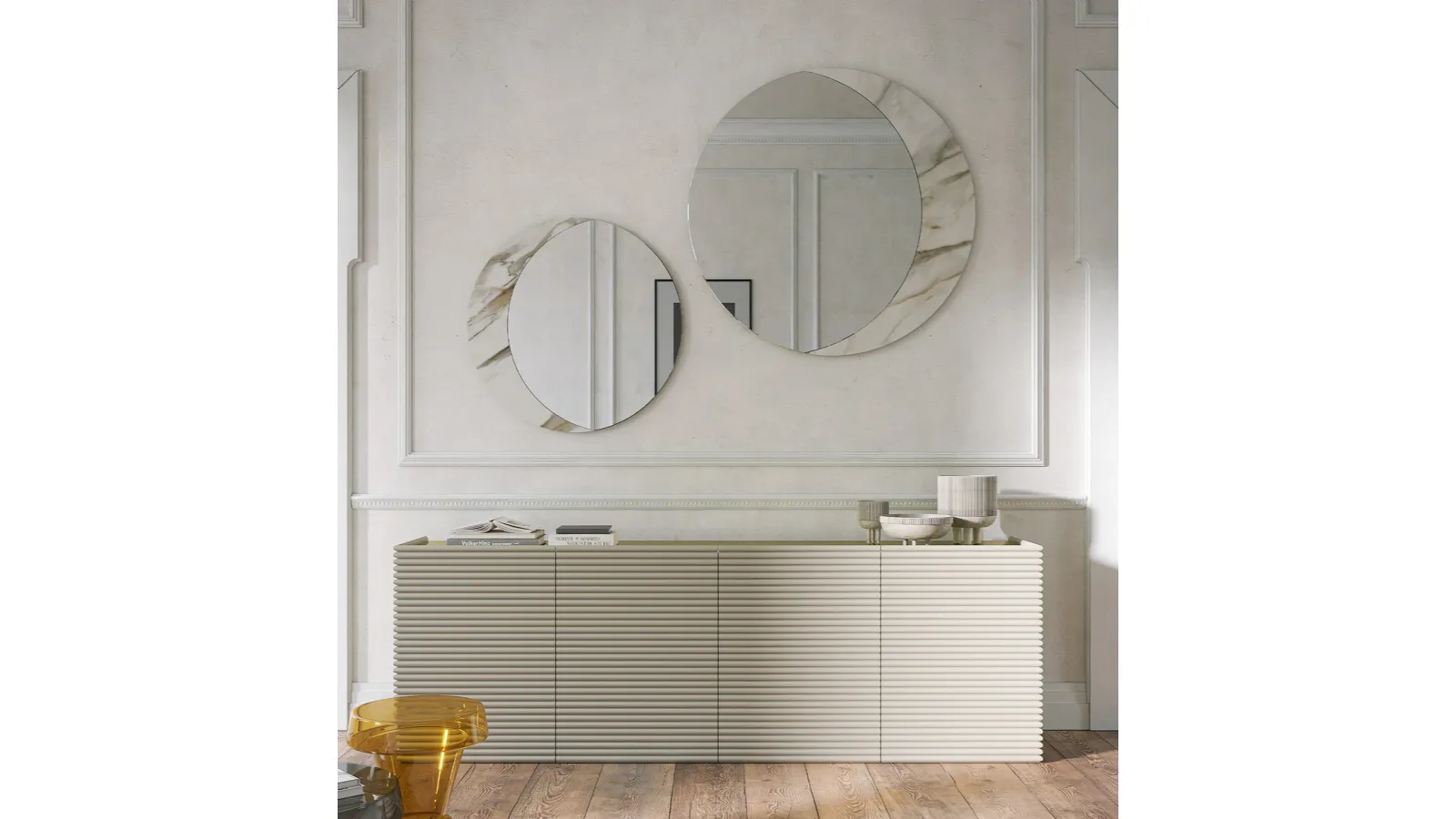 Arké mirror with printed glass frame by Tonin Casa.