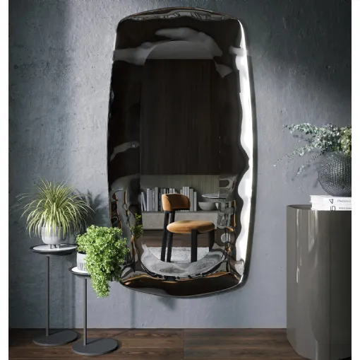 Eos Mirror with fused glass frame by Tonin Casa.