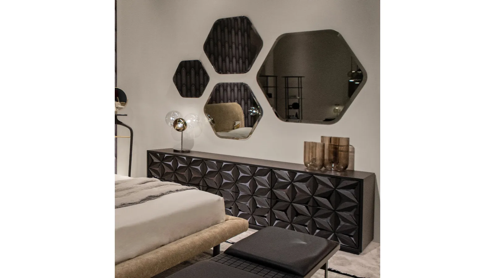 Kaleidos hexagonal mirror by Tonin Casa
