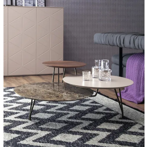 Log coffee table in marble, lacquered and wood by Tonin Casa