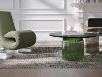 Soffio Elite glass coffee table with wooden top by Tonin Casa.