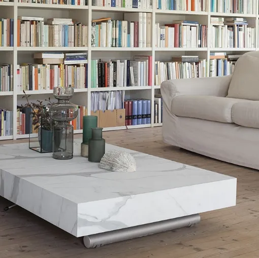 Convertible coffee table with marble-effect melamine top Ulisse by Altacom