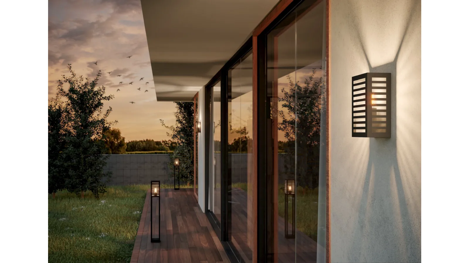 Outdoor metal and glass Alamonte lamp by Eglo.