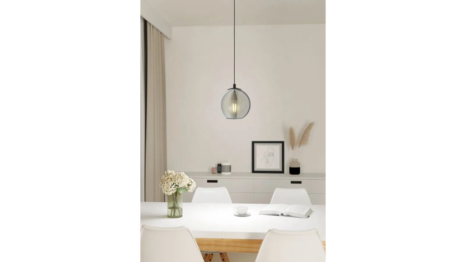 Ariscani suspension lamp in transparent black glass by Eglo