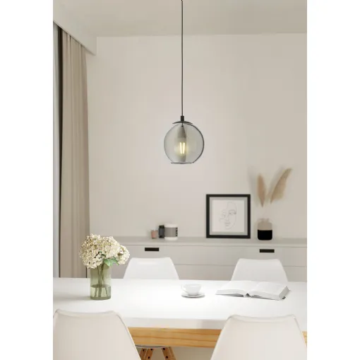 Ariscani suspension lamp in transparent black glass by Eglo