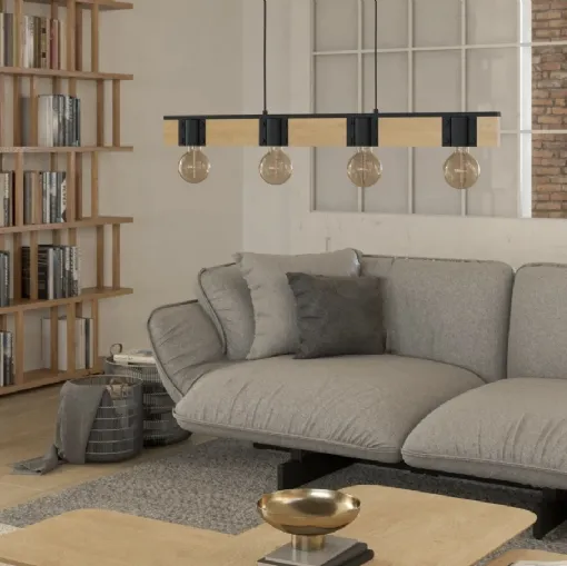 Bailrigg wooden and steel pendant lamp by Eglo