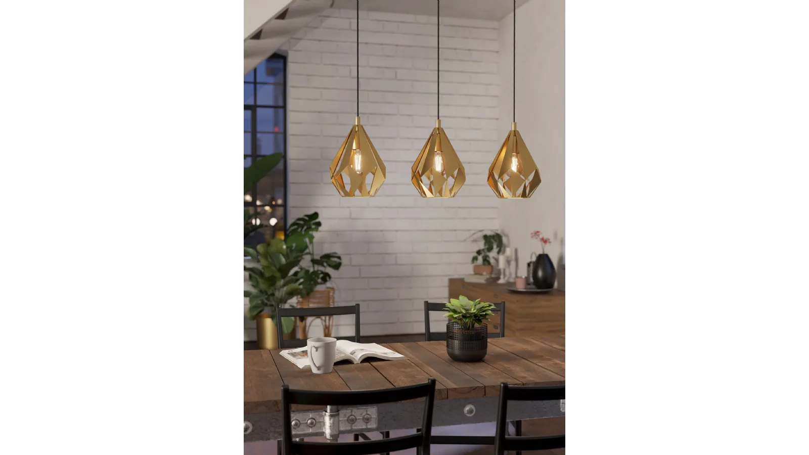 Carlton steel pendant lamp by Eglo