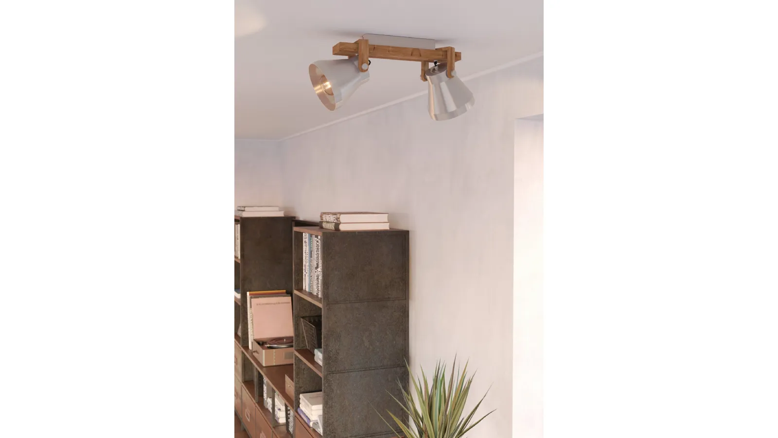 Cawton Spot lamp in steel and wood by Eglo.