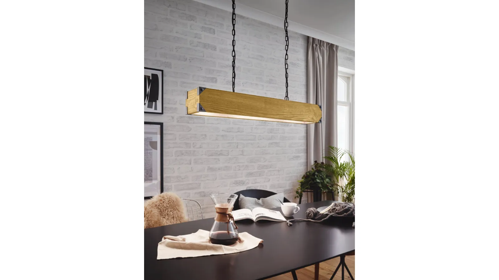 Wooden pendant lamp Harborough by Eglo