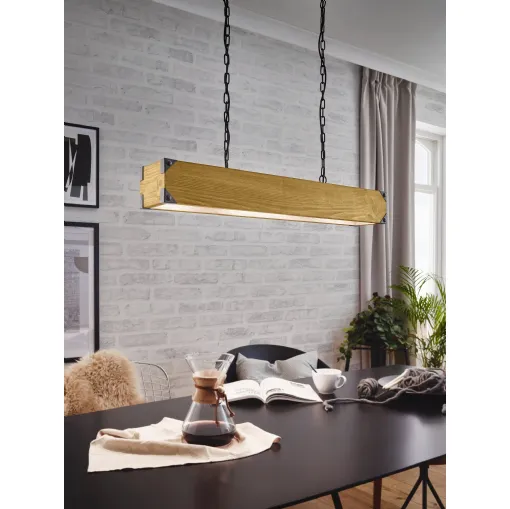 Wooden pendant lamp Harborough by Eglo