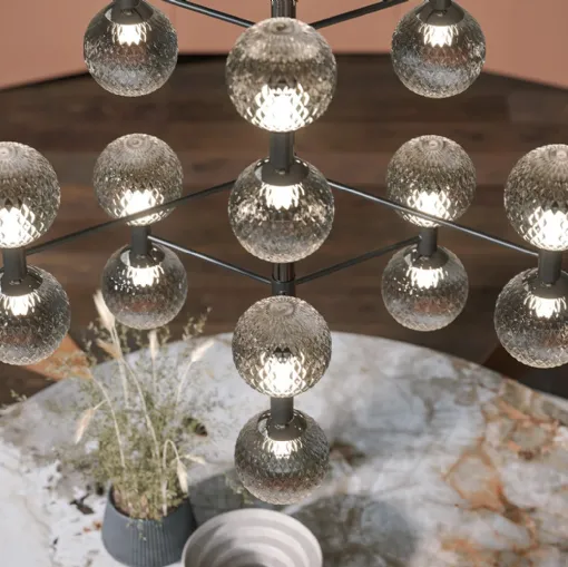 Hyperbola pendant lamp in metal and glass by Tonin Casa.