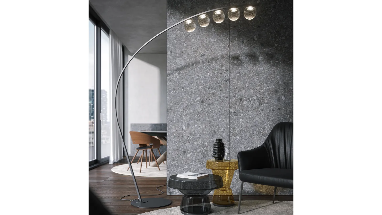 Hyperbola floor lamp in metal and glass by Tonin Casa