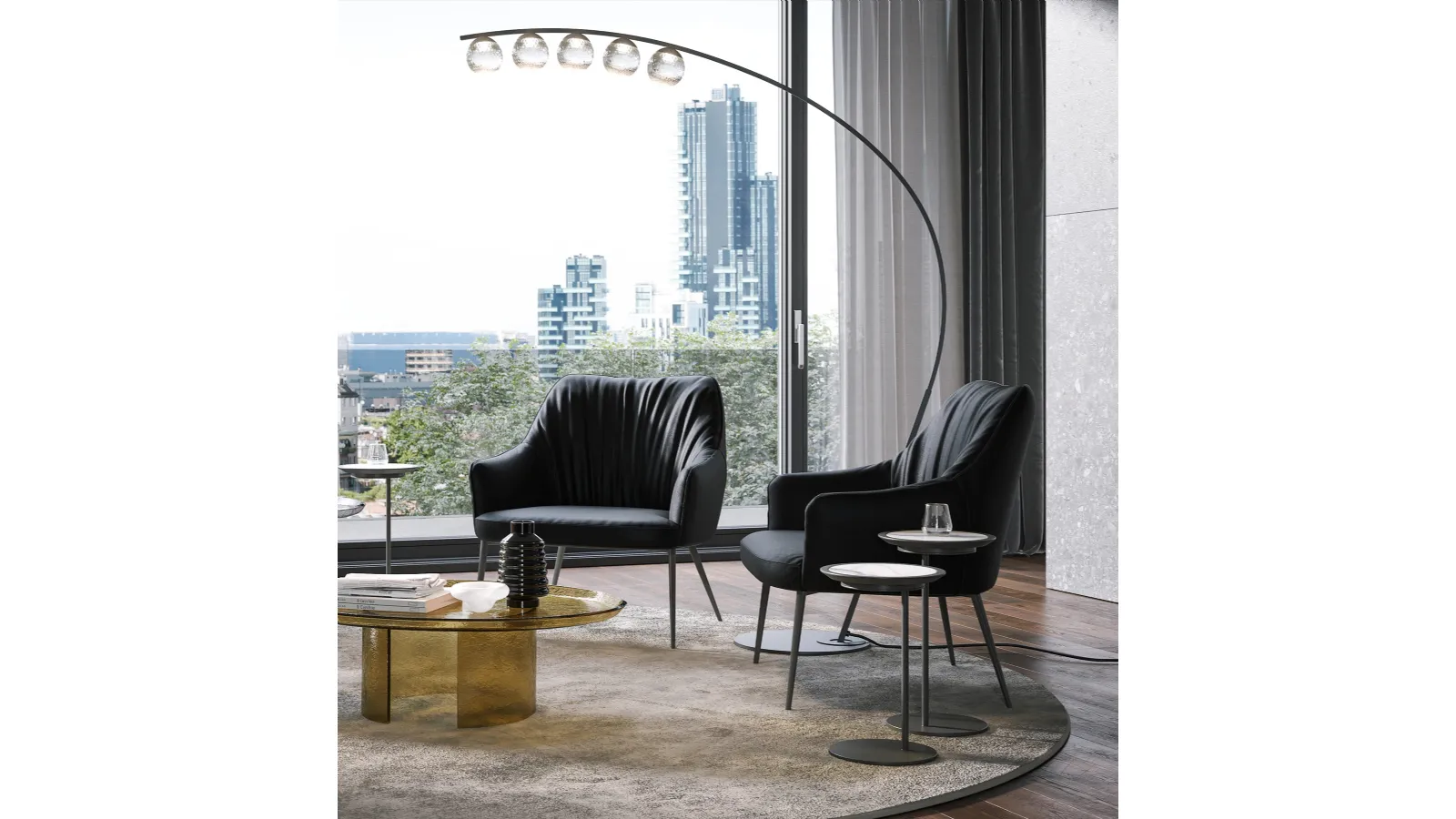 Hyperbola floor lamp in metal and glass by Tonin Casa