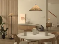 Oxpark pendant lamp in fabric with bamboo leaves by Eglo.