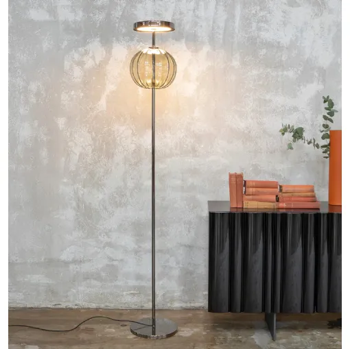 Pagoda floor lamp in metal and glass by Tonin Casa