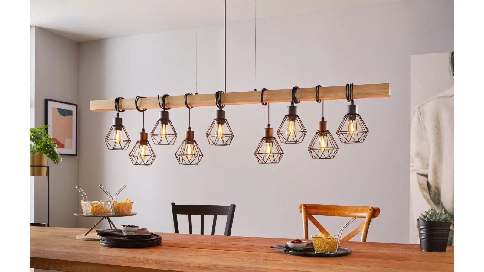 Townshend 5 metal and wood suspension lamp by Eglo