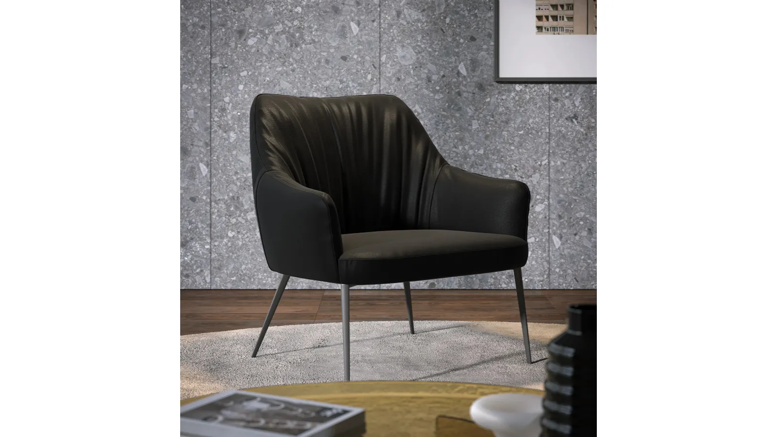 Agata Lounge leather armchair by Tonin Casa.