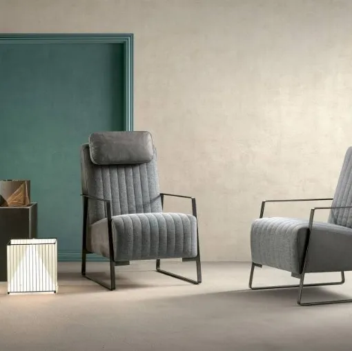 Armchair in fabric and leather Angy by Samoa