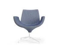 Beetle Low Back cozy armchair with padded fabric upholstery and swivel aluminium base by Infiniti.