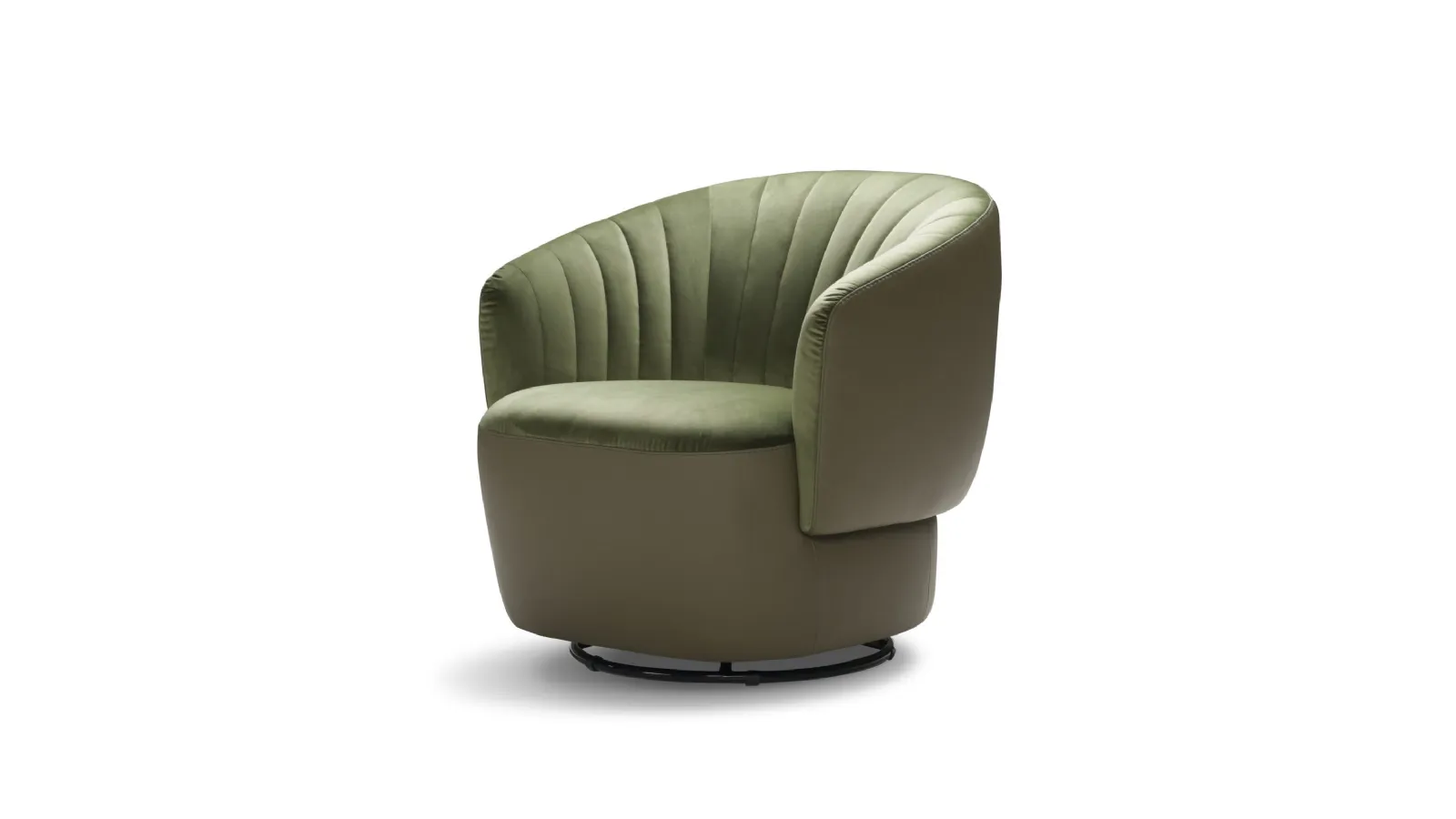 Dotty Base Upholstered Armchair in Leather and Fabric by Nicoletti Home