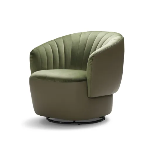 Dotty Base Upholstered Armchair in Leather and Fabric by Nicoletti Home
