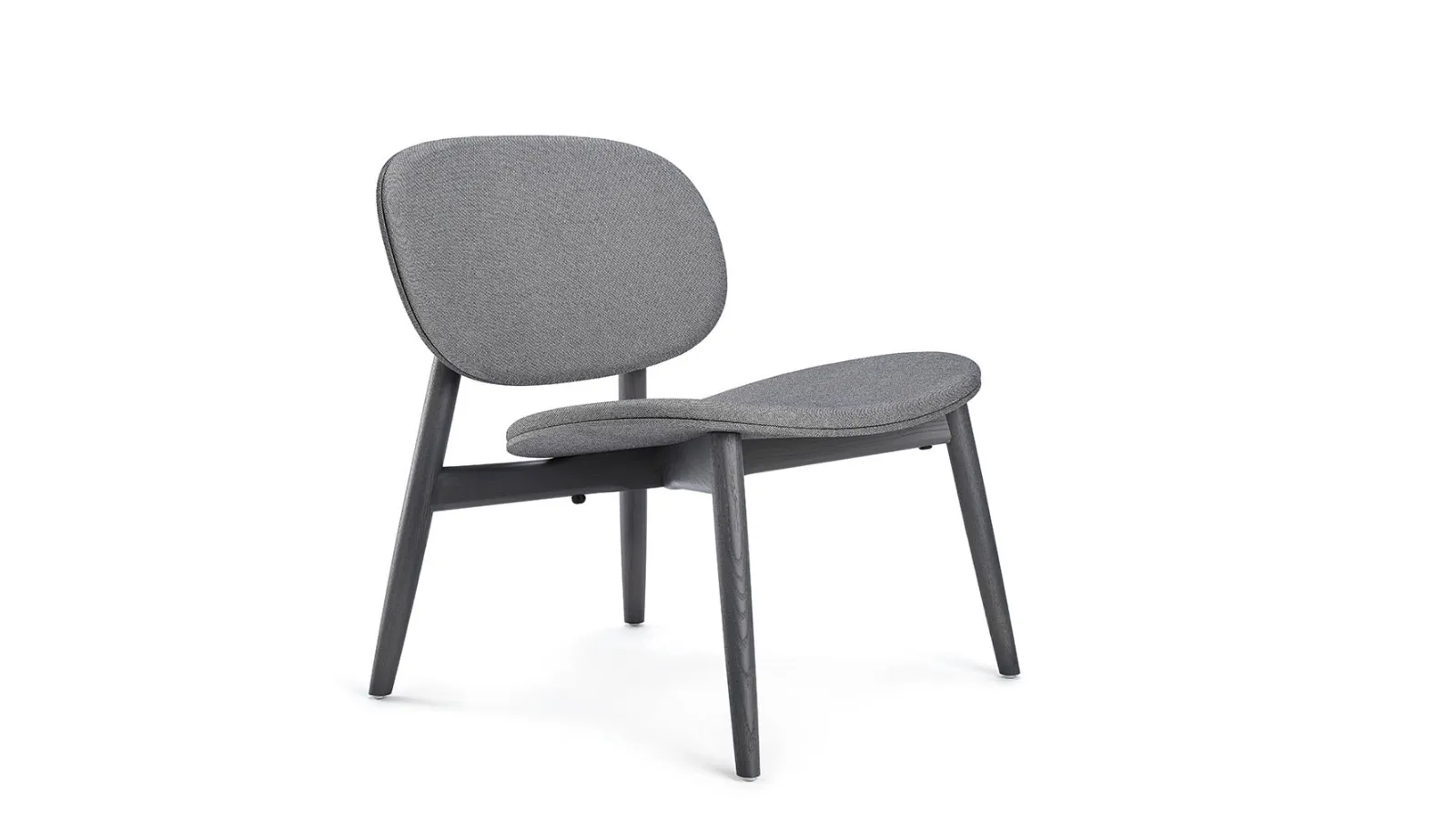 Harmo Relax padded armchair in fabric with solid Ash legs painted in Infinite Black.