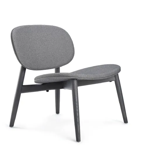 Harmo Relax padded armchair in fabric with solid Ash legs painted in Infinite Black.
