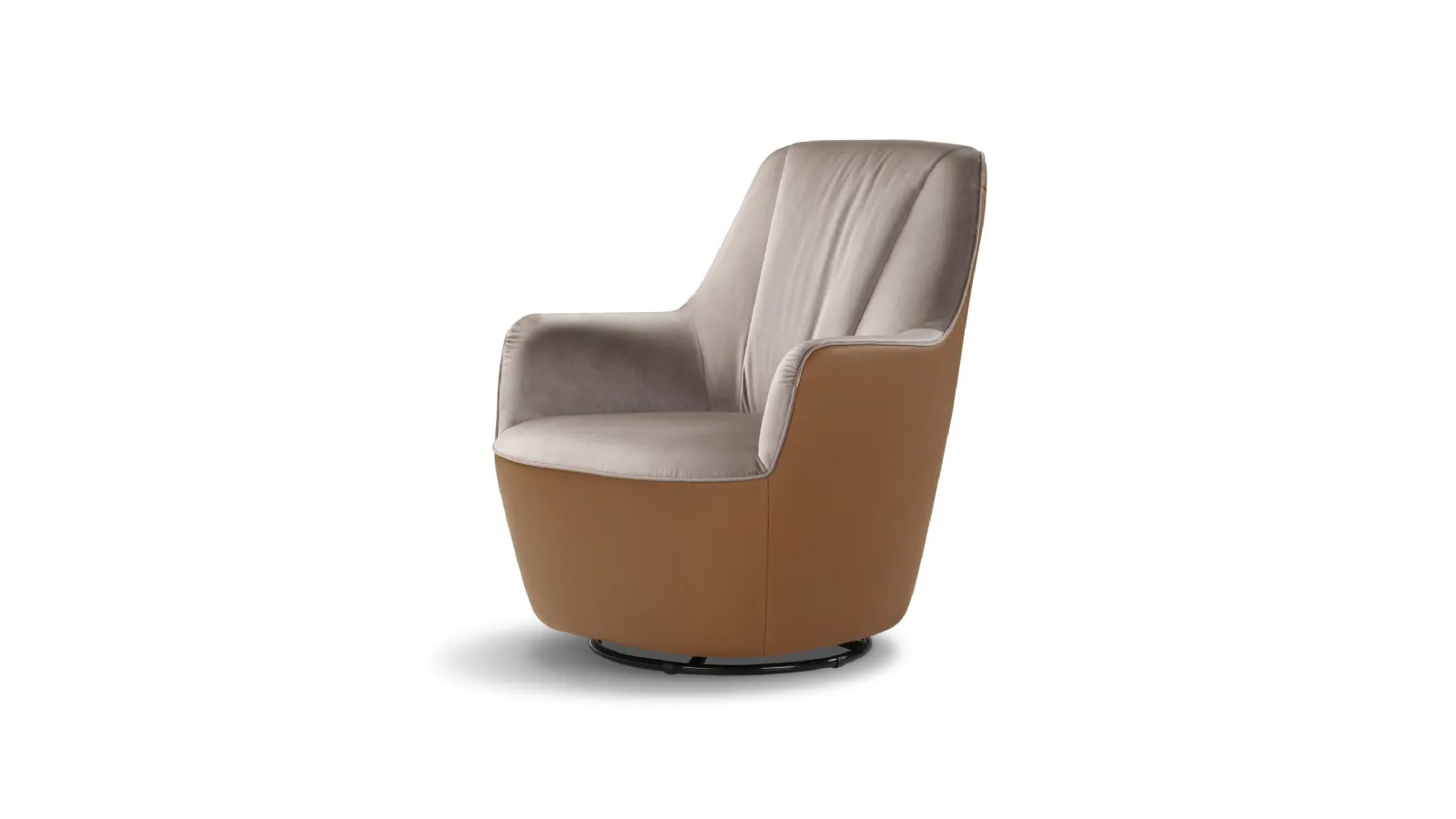 Octavia armchair by Nicoletti Home, featuring a combination of leather and fabric upholstery.