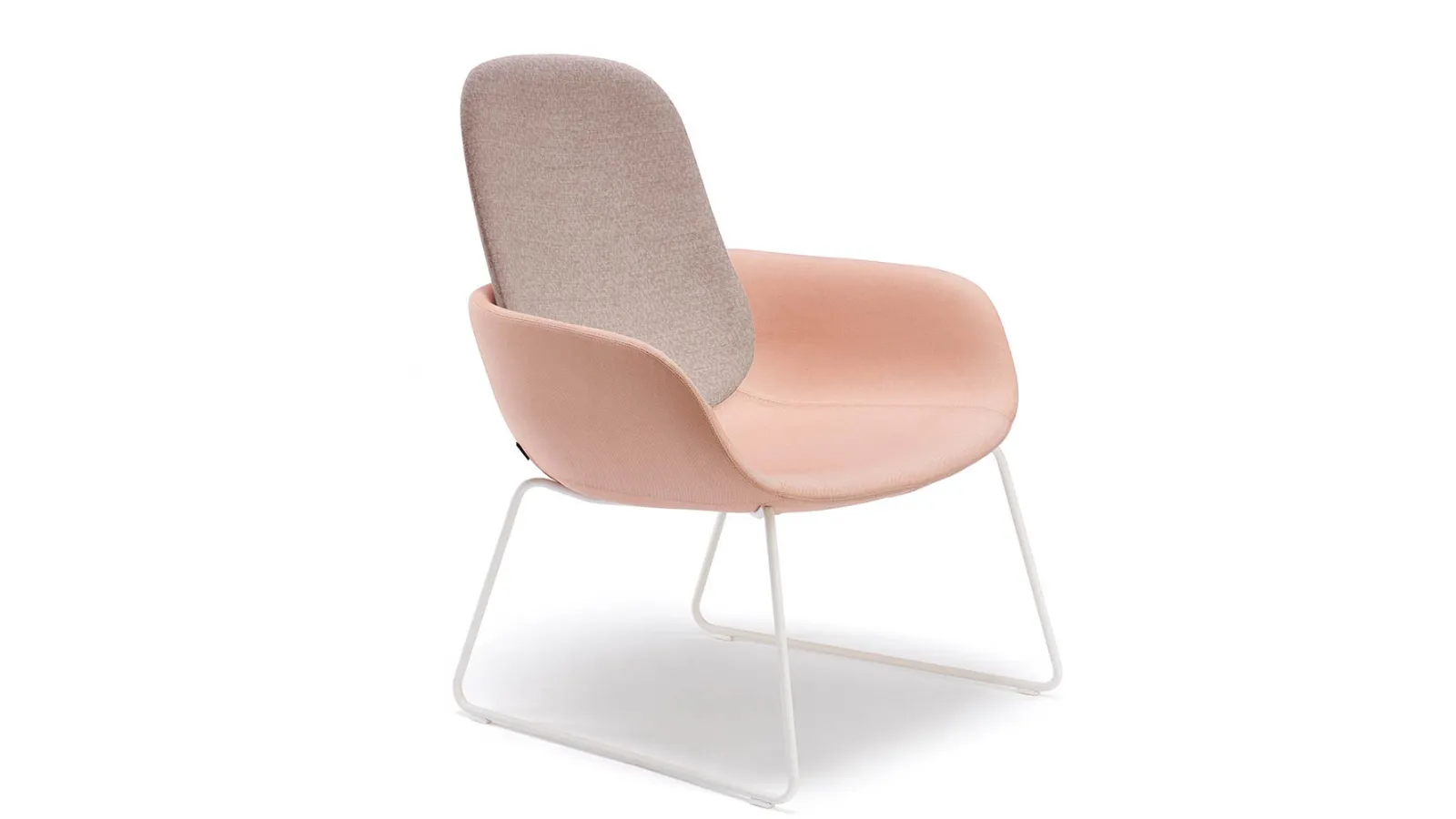 Peb Sled armchair in fabric with steel sled base by Infiniti.