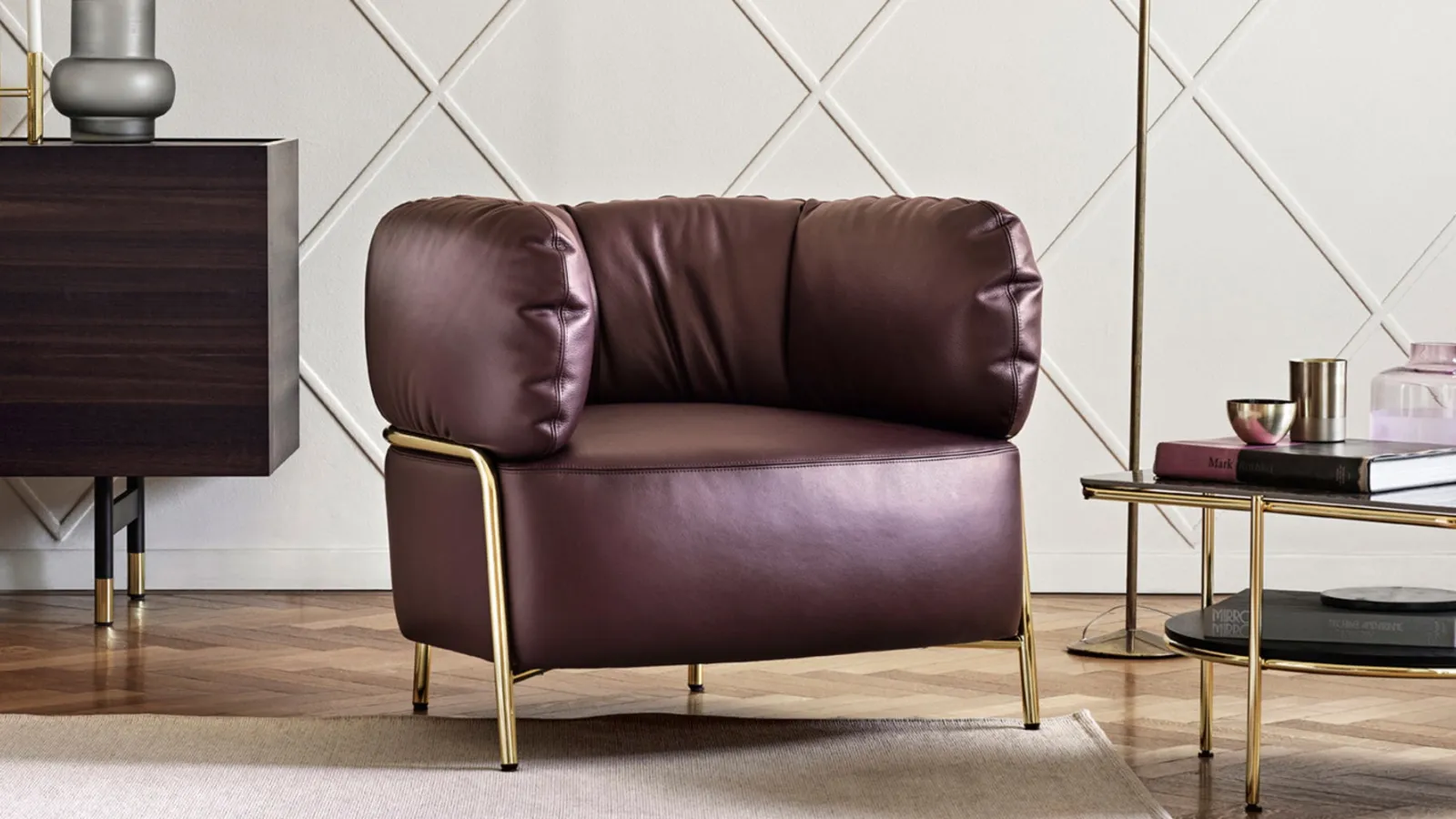 Leather armchair Quadrotta by Calligaris