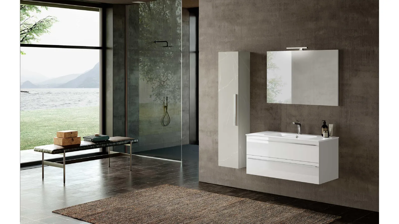 Suspended bathroom cabinet Block System Slim C40 by Baxar.