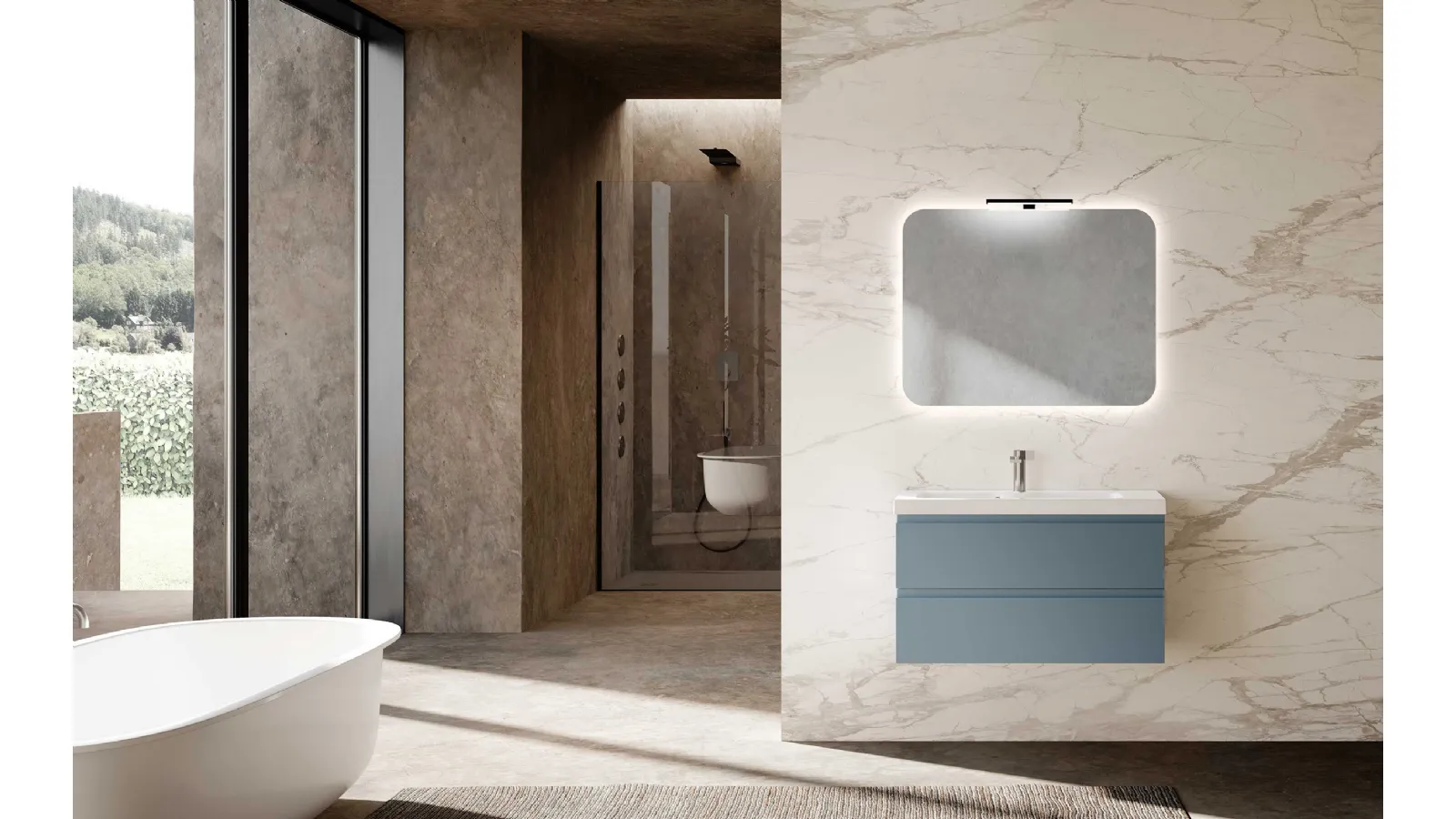 Suspended Bathroom Mobile Block System Square Evo C37 by Baxar