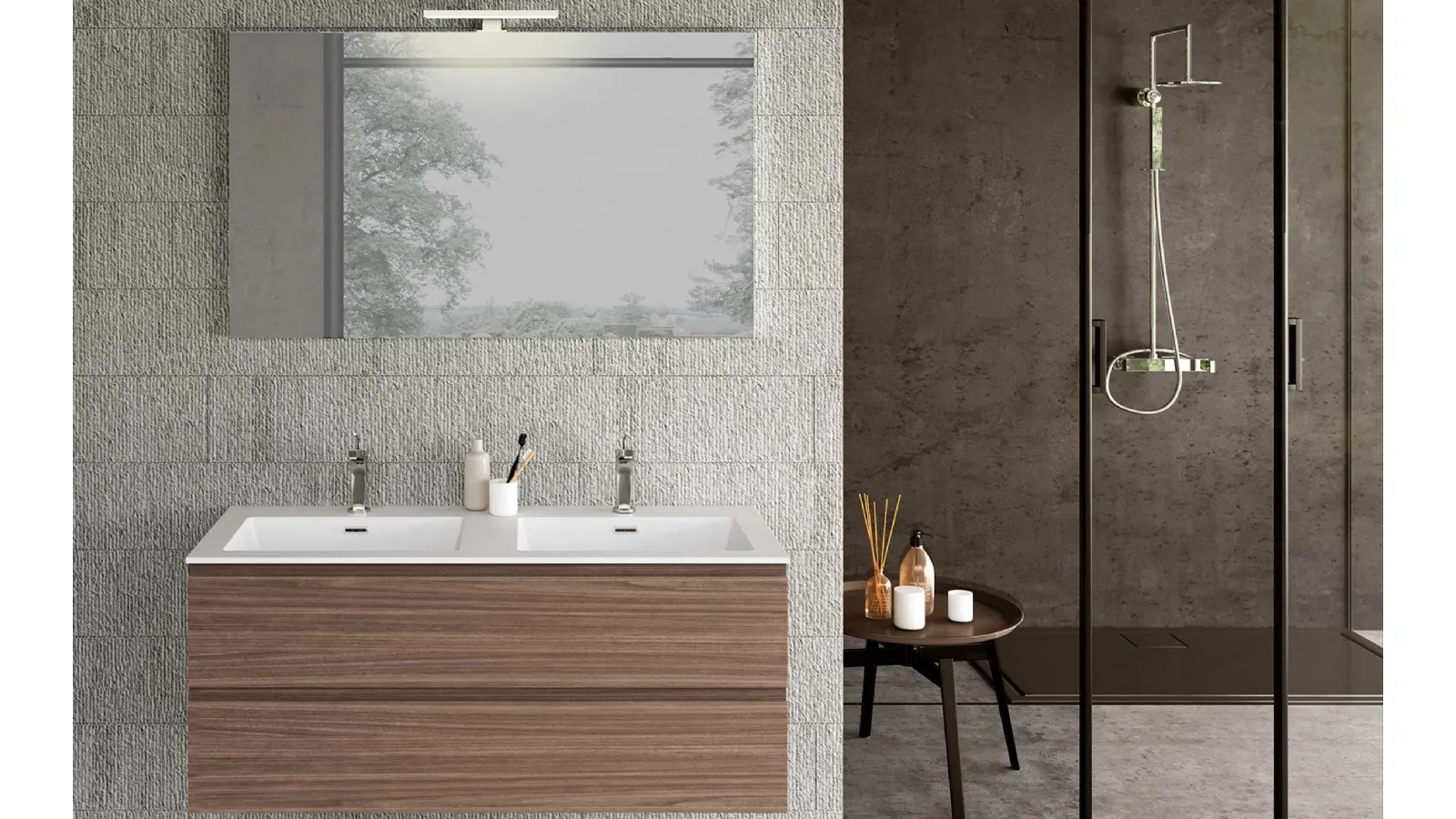 Suspended Bathroom Vanity Block System Syntesi C33 by Baxar.