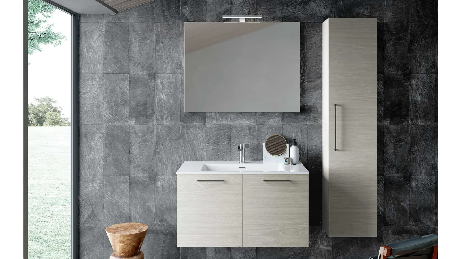 Suspended Bathroom Unit Block System Syntesi C38 by Baxar