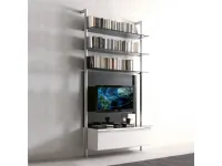 Capri metal bookcase with glass shelves and lacquered drawer by Ponti Terenghi.