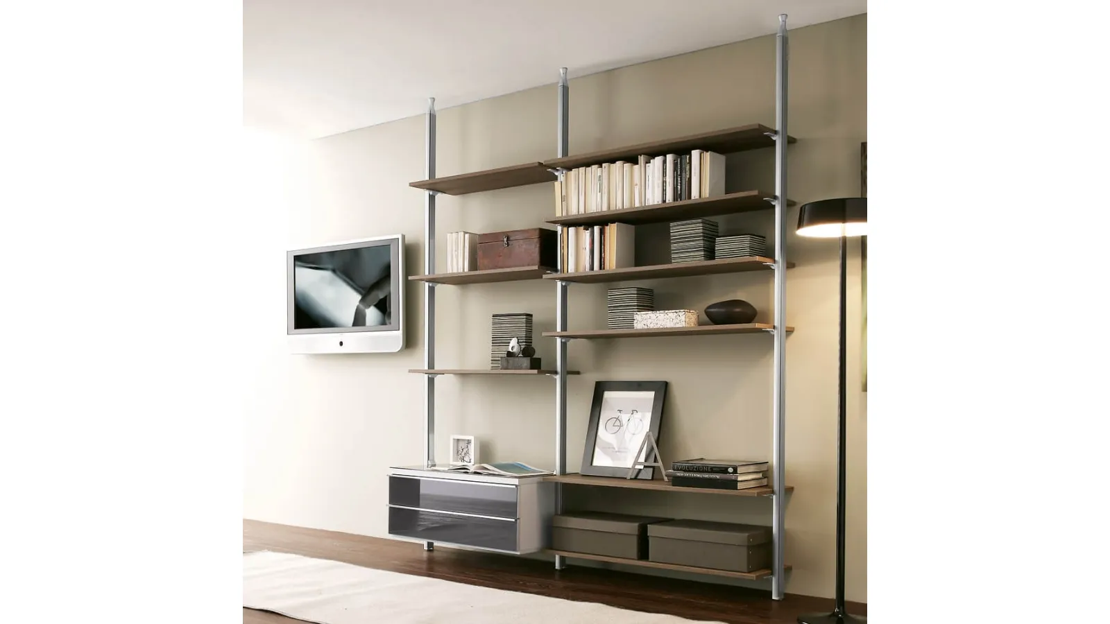 Cortina metal and melamine bookcase by Ponti Terenghi.