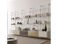 Dublin bookcase in metal, glass and glossy lacquer by Ponti Terenghi
