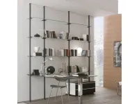 Liverpool bookcase with metal uprights and shelves and glass desk by Ponti Terenghi.