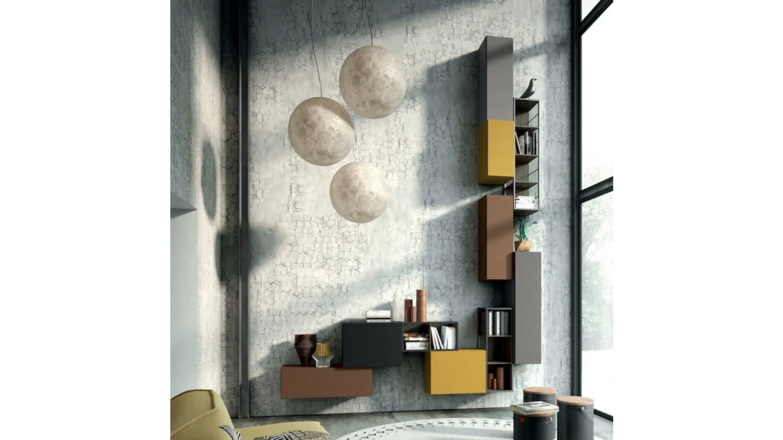 Rebel R09 suspended bookcase by Fimar