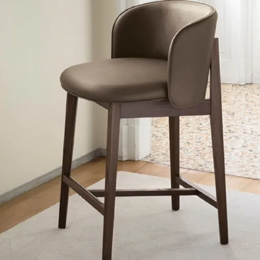 Abrey leather stool by Calligaris