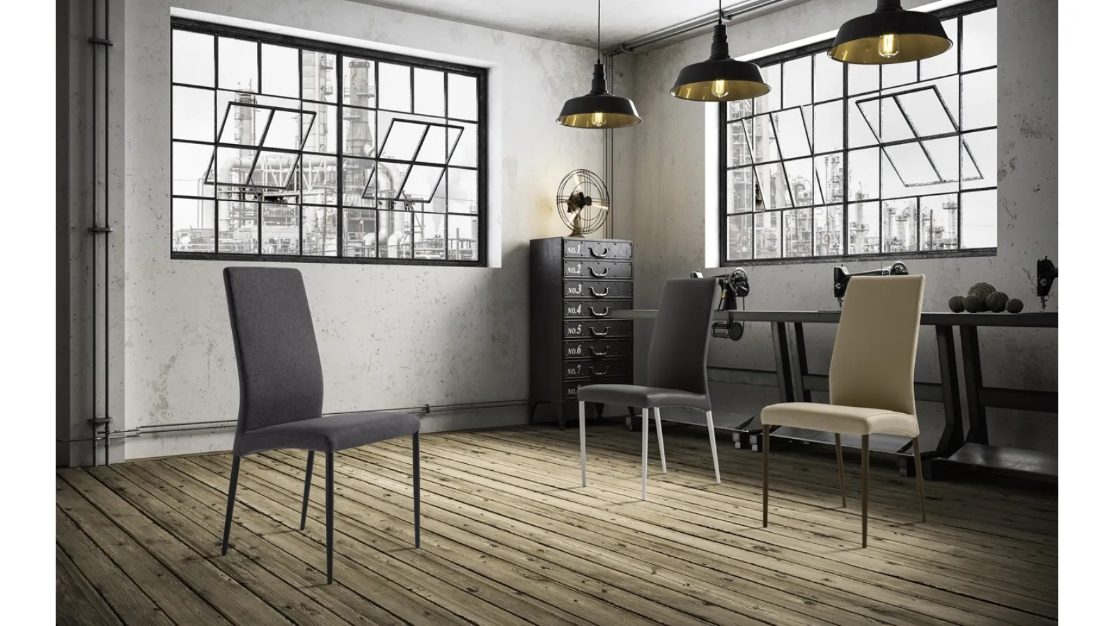 Bond Atelier chair in faux leather or fabric with a painted metal frame by Zamagna