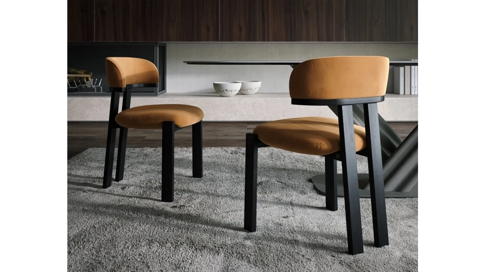 Camila fabric and wood chair by Tonin Casa