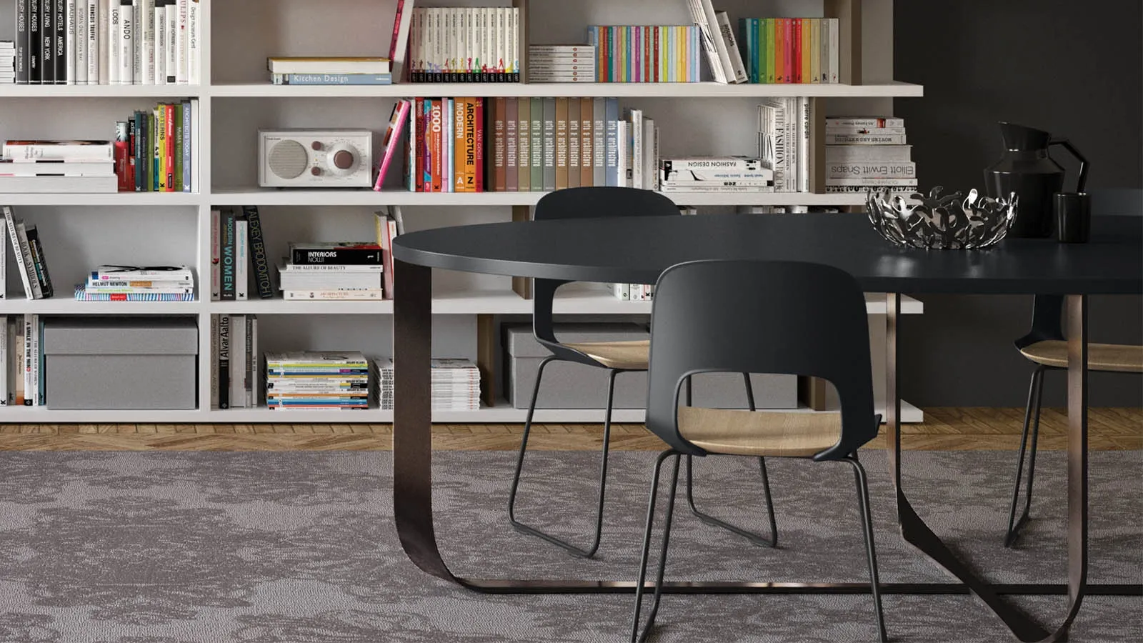 Cora chair in polyamide with wooden seat and metal legs by Pianca