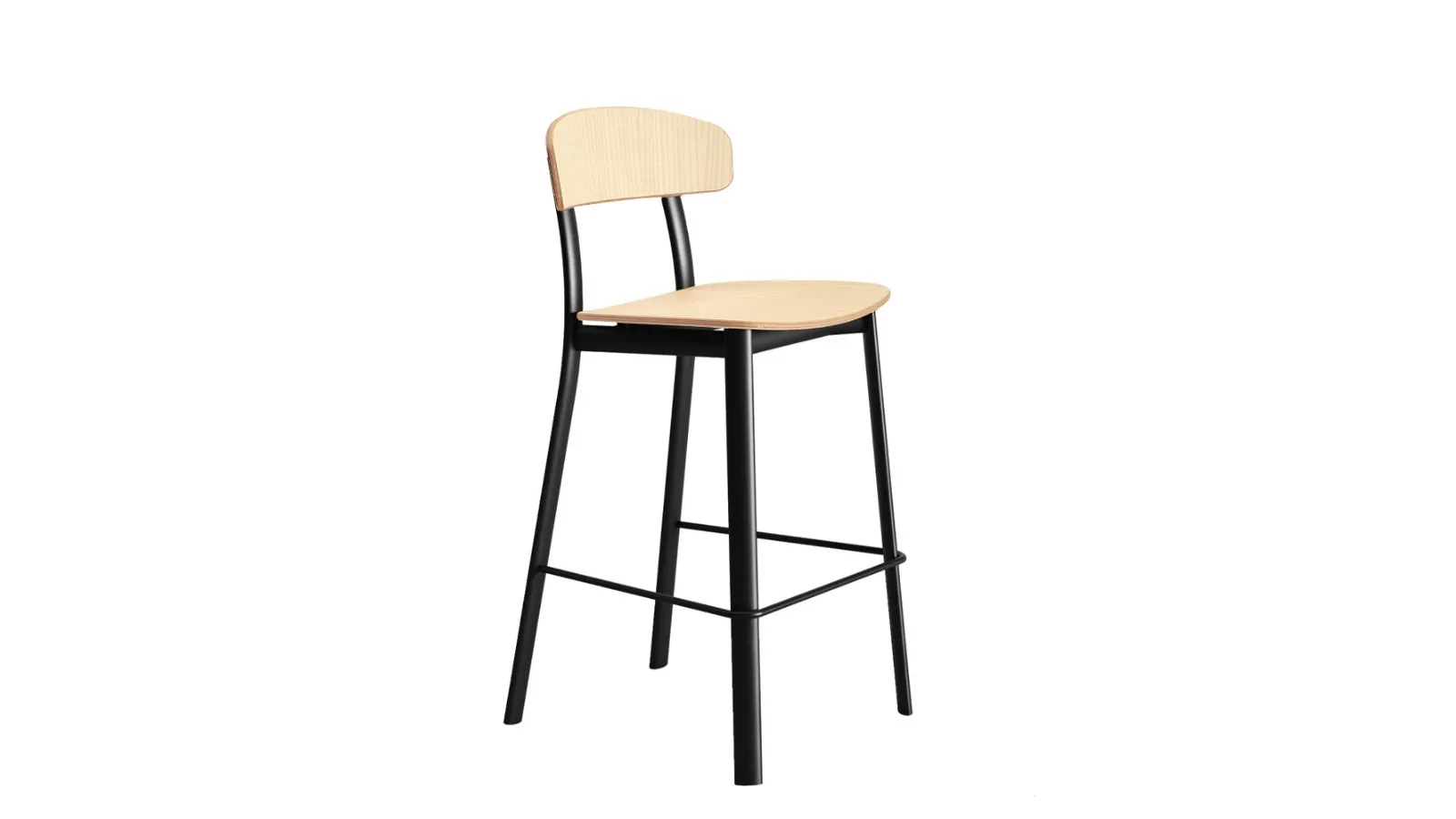 Feluca Kitchen Stool in Natural Ash with steel frame by Infiniti.