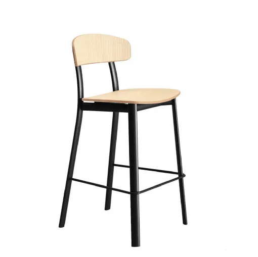 Feluca Kitchen Stool in Natural Ash with steel frame by Infiniti.