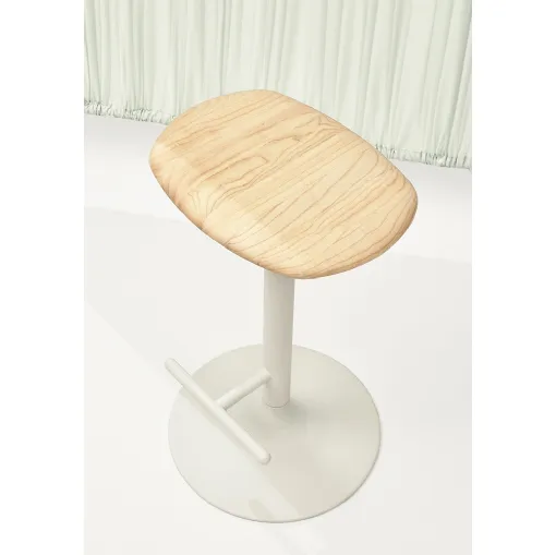 Flink Wood Stool with natural Ash seat and steel base by Infiniti.