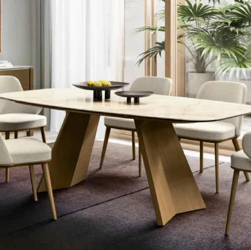 Foyer fabric chair with wooden legs by Calligaris