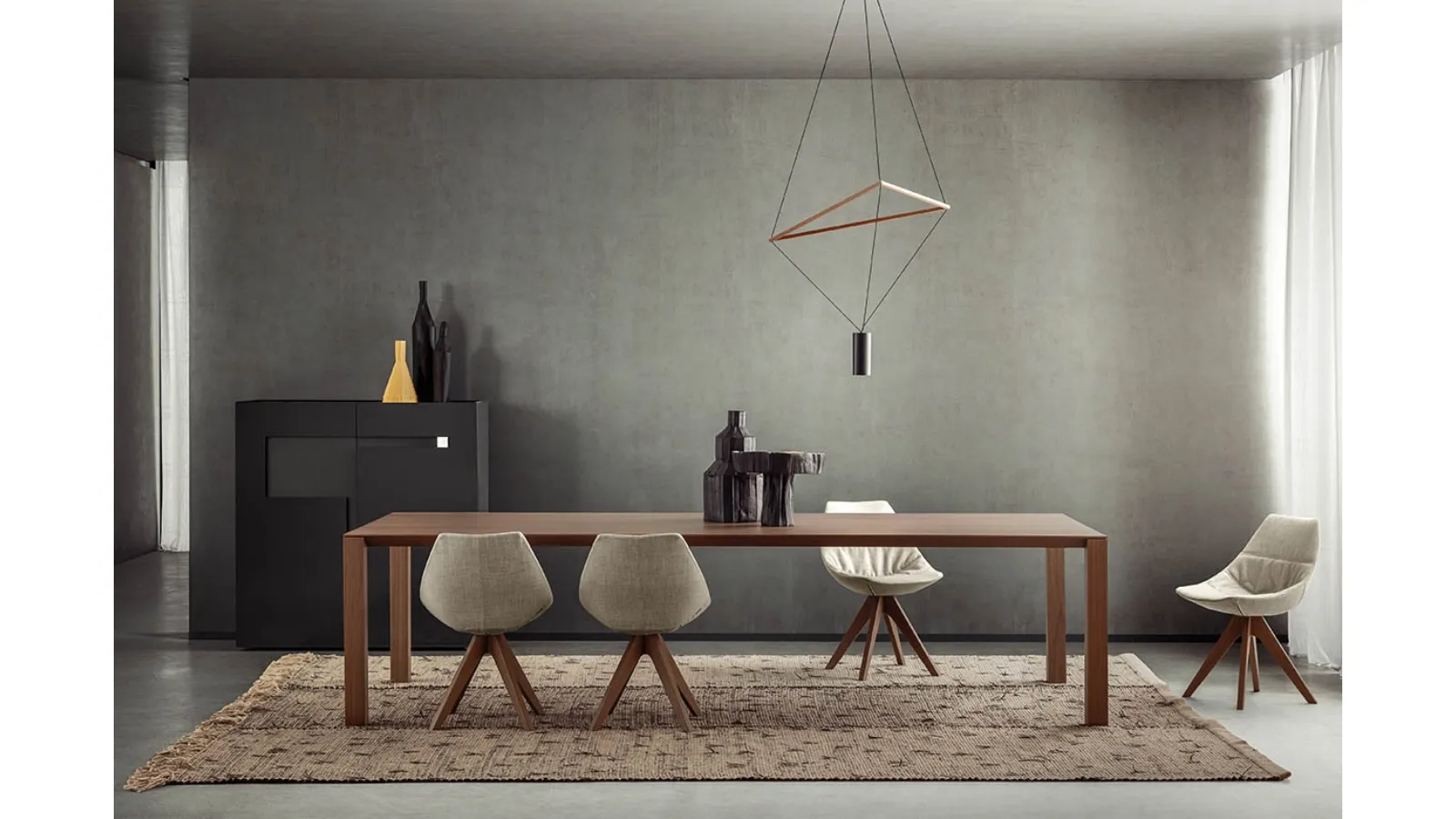 Pianca Gamma upholstered fabric chair with wooden legs