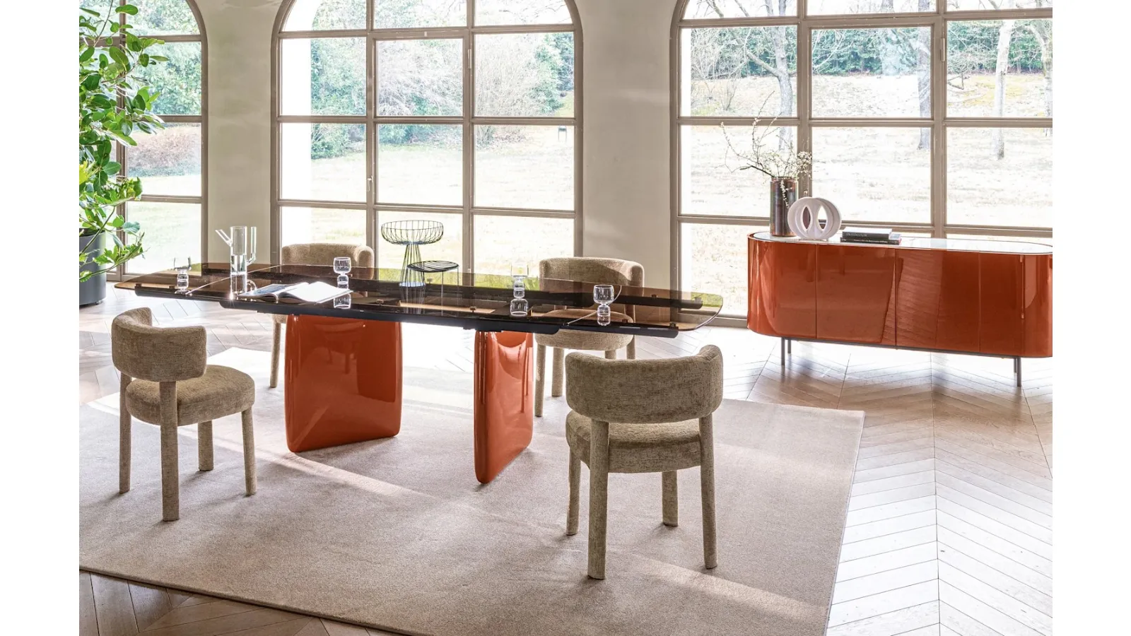 Chair upholstered in Glen Soft fabric by Calligaris